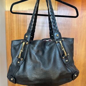 Gucci guccissima large Pelham Black  Shoulder Bag tote purse gold hardware